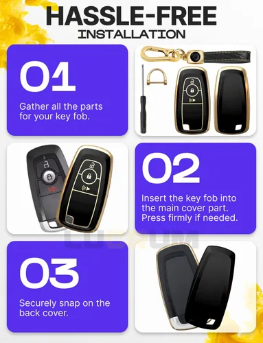 Miniatura 6 de Lucrum Compatible con funda para llavero Ford y llavero de cuero, funda para llavero para F150, F250, F350, F450, Edge Explorer (2018-2025)