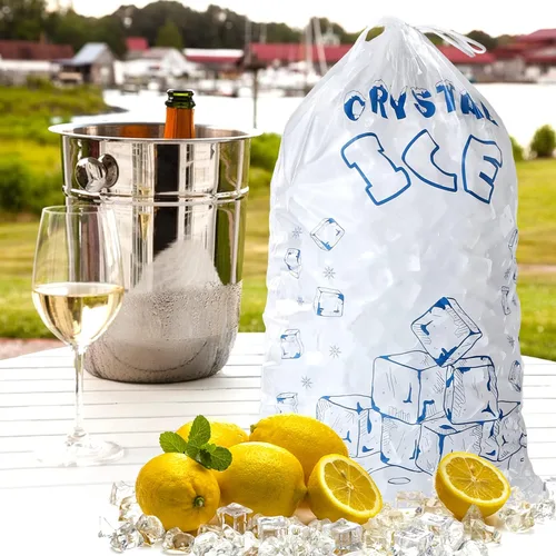 Miniatura 4 de Bolsas de hielo de 8 libras con cordón, 50 bolsas de hielo para máquina de hielo, bolsas de cubitos de hielo reutilizables de alta resistencia