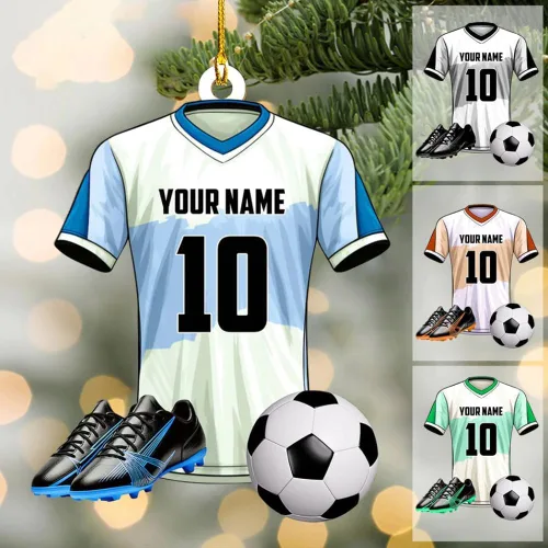Miniatura 11 de Adorno de fútbol personalizado, adorno de Navidad de jugador de fútbol personalizado con nombre y número, regalo deportivo único para hombres