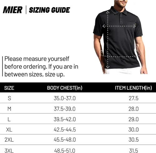 Miniatura 7 de MIER Men's Polo Shirts Polyester Casual Collared Shirts Short Sleeve with Front Pocket, Moisture-Wicking, Sun Protection