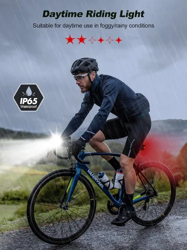 Miniatura 5 de Cuvccn Luces de bicicleta superbrillantes de 1000 lúmenes con luz lateral, 4+6 modos recargables de bicicleta delanteras y traseras, faros