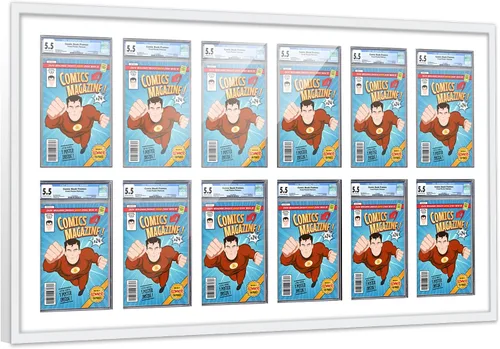Miniatura 84 de Marco de cómic con paspartú para 8 CGC, CBCS o PGX Graded Comics - Marco de cómic blanco para cómics de 8.125 x 13 pulgadas Marco blanco