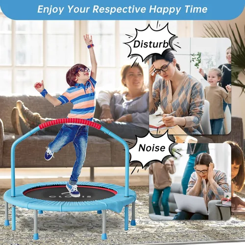 Miniatura 4 de CLORIS 38in/48in Folding Trampoline - Max Load 220lbs / 450lbs Trampoline Rebounder Trampoline with Adjustable Foam Handle, with safty Padded Cover