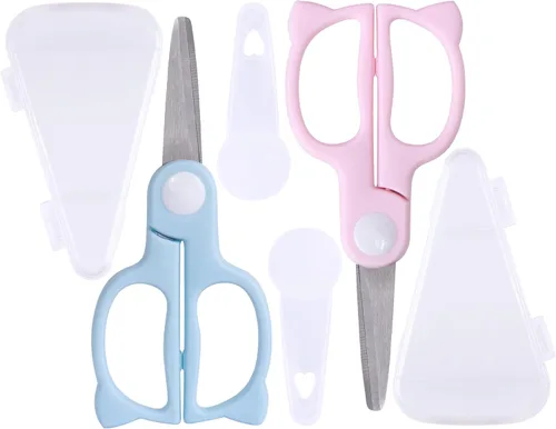 Miniatura 9 de Tijeras de comida para bebés, tijeras Kicthen - Paquete de 2 tijeras portátiles para niños saludables, tijeras de acero inoxidable con estuche