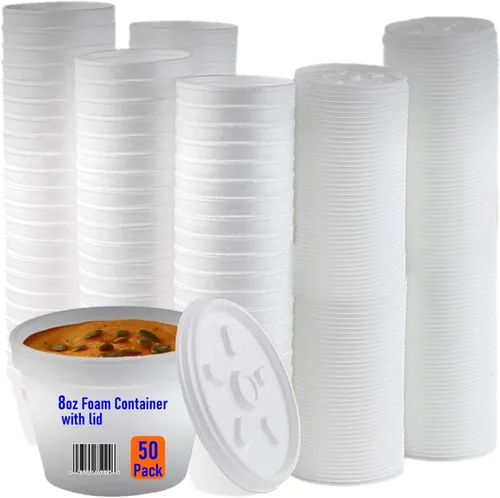 Miniatura 9 de Mr Miracle Taza de espuma de 4 onzas con tapa con ventilación en blanco. Para alimentos fríos y calientes. Para helado, yogur, sopa, comida