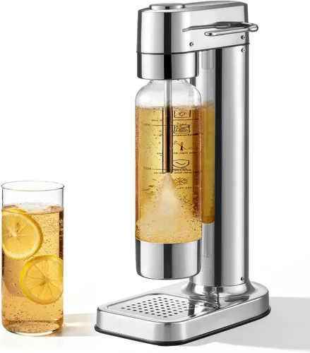 MOKKOM Máquina de agua con gas, fabricante de refrescos con botella de carbonatación PET de 1 litro, máquina de transmisión de refrescos y
