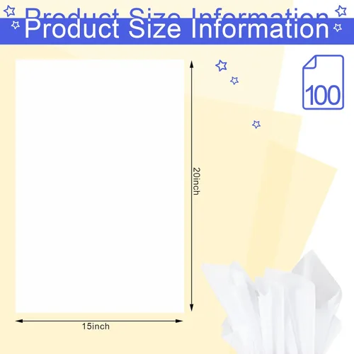Miniatura 2 de Gersoniel 100 hojas de 15 x 20 pulgadas, sin ácidos, color blanco, sin ácidos, para almacenamiento de ropa, sin búfer, para almacenar y preservar