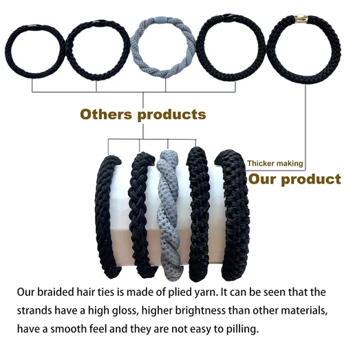 Miniatura 5 de Tanha 15 pulseras para el cabello, ligas para el cabello para mujeres y hombres, soportes para cola de caballo para cabello grueso, fuerte elástico
