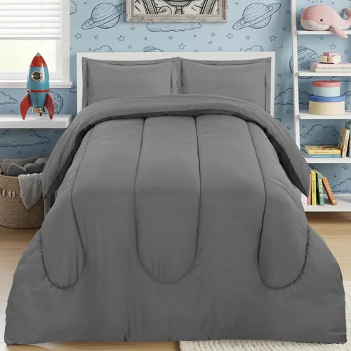 Miniatura 10 de Utopia Bedding - Juego de edredón reversible para todas las estaciones en negro y gris con 2 fundas de almohada, juego de ropa de cama de microfibra