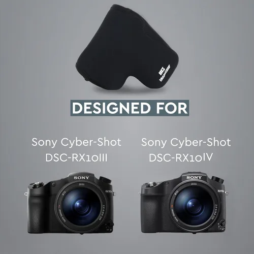Miniatura 7 de MegaGear Funda de neopreno ultraligera para cámara, con mosquetón, compatible con Sony Cyber-Shot DSC-RX10 IV, DSC-RX10 III - Negro - MG755