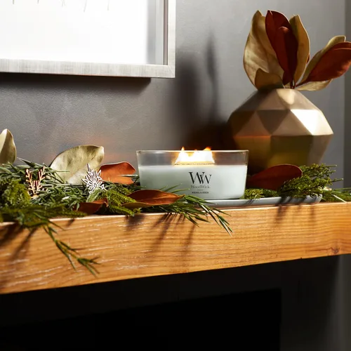 Miniatura 4 de WoodWick Magnolia Birch Velas Navideñas de Regalo para Mujeres y Hombres, Vela Elipse de 16 oz con Mecha Crepitante Abedul Magnolia