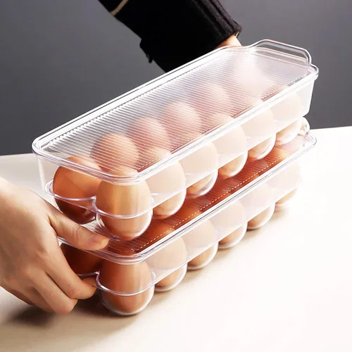 Miniatura 8 de JAMOR Caja de almacenamiento de huevos de 12 rejillas para refrigerador, bandeja para huevos con tapa, estante apilable para huevos, caja