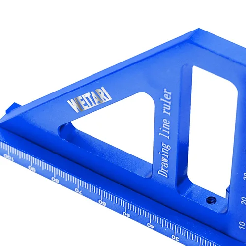 Miniatura 3 de Regla triangular de 45/90 grados, aleación de aluminio, 4.41 pulgadas, azul