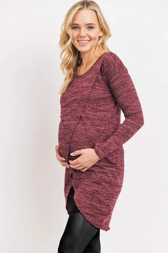 Miniatura 3 de HELLO MIZ Vestido túnica de maternidad de enfermería de punto de manga larga para mujer