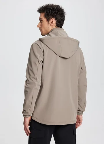 Miniatura 2 de BALEAF Chaqueta Softshell para hombre, con forro polar, resistente al viento, cálida, para invierno, con aislamiento y capucha extraíble