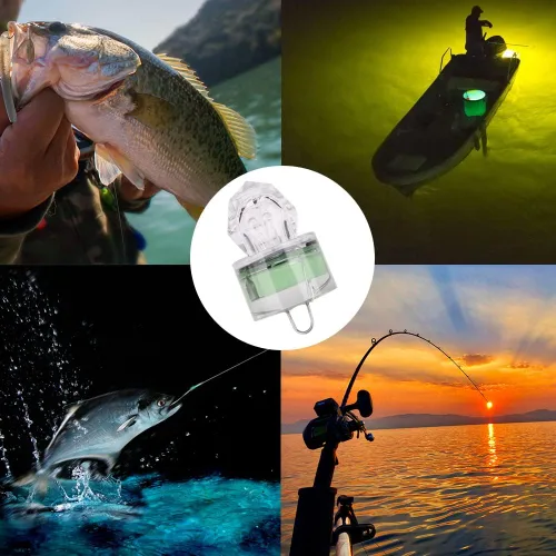 Miniatura 7 de Paquete de 10 luces LED de caída profunda de pesca, luces LED estroboscópicas intermitentes de colores, luz de pesca subacuática, atractantes Verde