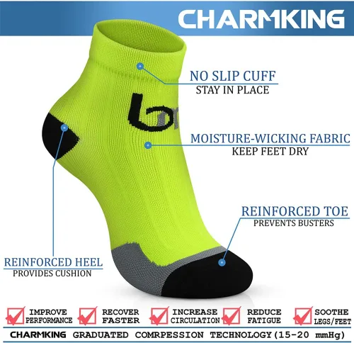 Miniatura 4 de CHARMKING Calcetines de compresión para mujeres y hombres, circulación de 15 a 20 mmHg, lo mejor para atletismo, correr, ciclismo, enfermera, uso