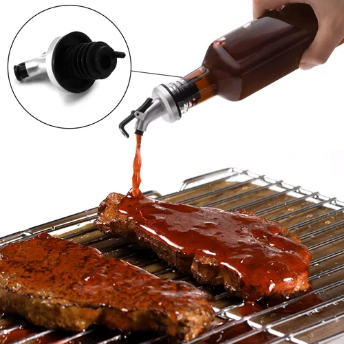 Miniatura 4 de Tebery Paquete de 12 boquillas de aceite de oliva para verter botellas de vino con 4 cepillos de limpieza, tapón dispensador de botellas de aceite