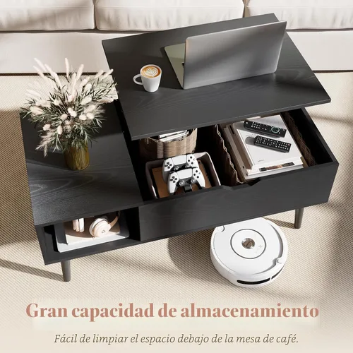Miniatura 4 de OLIXIS Mesa de Centro de Café de Madera con Tapa Elevable con Compartimento Oculto y Estante de Almacenamiento Grande, Mesa de Comedor Central