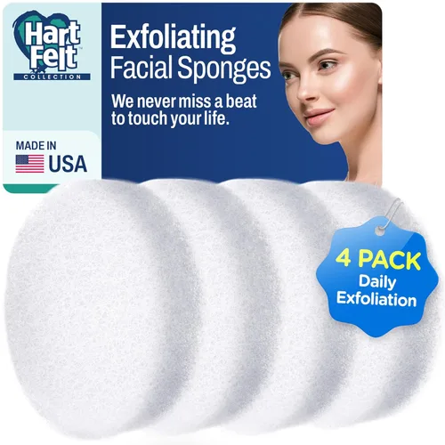 HartFelt Exfoliante facial redondo exfoliante para el cuidado de la piel, hecho en Estados Unidos, facial casero, uso con crema favorita, 4 unidades