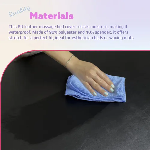 Miniatura 4 de Funda de cama de pestañas, cubierta impermeable de cuero artificial para mesa de masaje, protector de cera ajustable para cama de esteticista