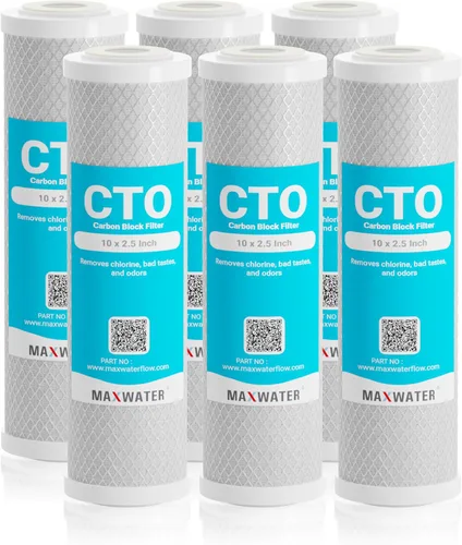 Miniatura 10 de Max Water Cartucho de filtro de agua de sedimentos de carbono CTO para toda la casa de 5 micrones, 10 x 2,5 compatible con DuPont WFPFC8002