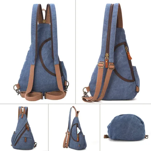 Miniatura 6 de KL928 Canvas Sling Bag - Small Crossbody Backpack Shoulder Casual Daypack Rucksack for Men Women