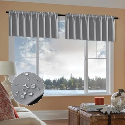 Miniatura 40 de XTMYI Cortinas de tela impermeable de 30 pulgadas para ventana de baño, cocina, mini ducha, pequeños paneles de cortina opacas cortos, juego de 2