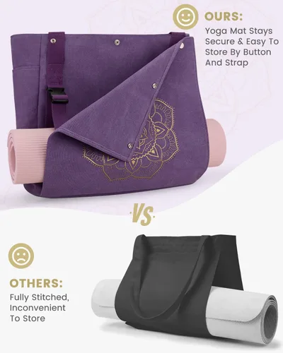 Miniatura 2 de Gonex Bolsa para Esterilla de Yoga, Bolsa de Gimnasio Tipo Tote con Múltiples Bolsillos para Mujeres y Hombres, Portaesterillas de Yoga de Lona