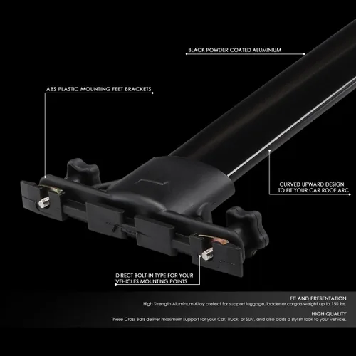 Miniatura 2 de DNA MOTORING PT-ZTL-8036 - Par de barras transversales de aluminio para techo de automóvil, compatibles con Highlander 01-07, color negro