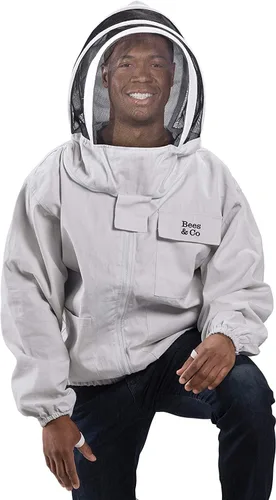 Miniatura 5 de Bees & Co K74 Chaqueta de apicultor de algodón natural con velo de esgrima Crystal White