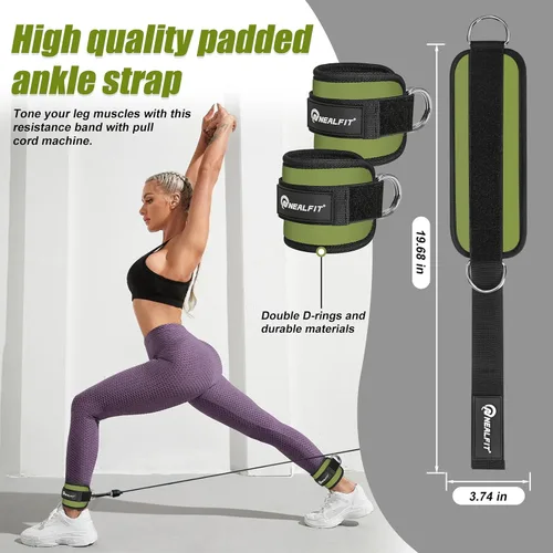 Miniatura 2 de NEALFIT Correa de tobillo para máquina de cable, tobillera de gimnasio para patadas, extensiones de piernas, entrenamientos de glúteos, abductores