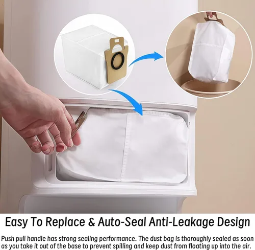 Miniatura 5 de 12 bolsas de polvo de repuesto para aspiradoras robot Dreame D10 Plus RLS3D / D10s Plus / Z10 Pro, gran capacidad de 3 litros de sellado automático