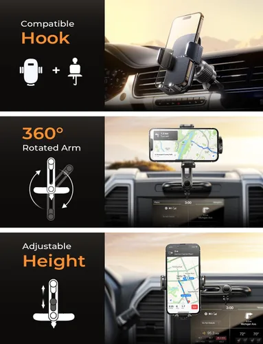 Miniatura 2 de LISEN - Soporte para teléfono con ranura de CD ajustable para iPhone 17, soporte para teléfono celular resistente para tu automóvil, accesorios