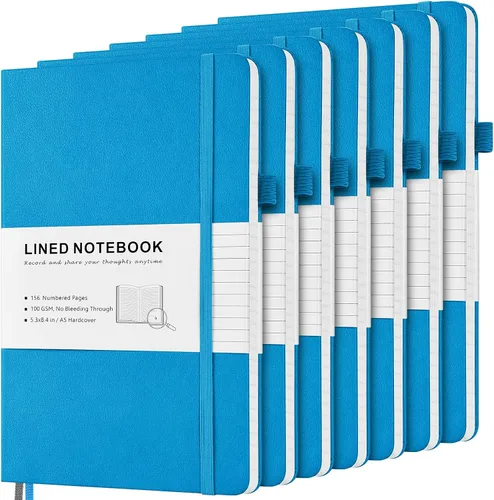 Paquete de 7 cuadernos a rayas, de piel sintética de tapa dura para hombres y mujeres, páginas numeradas gruesas de 3.53 oz/m² con contenido de