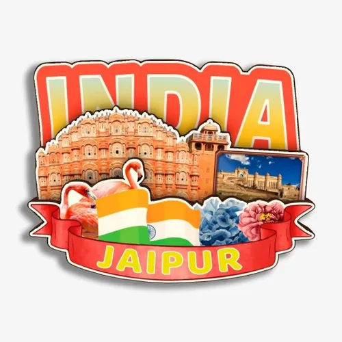 Miniatura 20 de Jaipur India - Imán de nevera de madera 3D de madera hecha a mano para viajes, recuerdos de la ciudad, imán para nevera, decoración del hogar