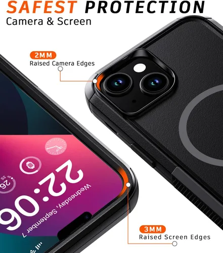 Miniatura 4 de Diverbox Funda para iPhone 13 [compatible con MagSafe] [con protector de pantalla] [a prueba de golpes] [a prueba de caídas] Funda de protección