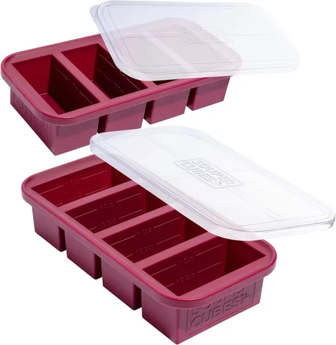 Souper Cubes Bandeja de Silicona para Congelador de 1 Taza con Tapas, Perfecta para Almacenar Caldo, Sobras, Arroz, Salsa y Más, Moldes de Silicona