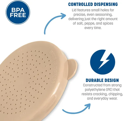 Miniatura 5 de Carlisle FoodService Products 427106 Tapa de polietileno para sal y pimienta solamente, 3.12 pulgadas de diámetro, color beige (caja de 12)