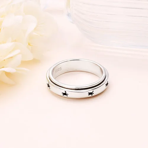 Miniatura 3 de Anillo giratorio de plata de ley S925 para aliviar la ansiedad y la preocupación, anillo inspirador para aliviar el aburrimiento y el autismo