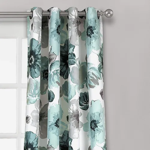 Miniatura 2 de Lush Decor Leah - Paneles de cortinas para ventana con filtro de luz, par, 52" de ancho x 95" de largo, azul - cortinas florales para dormitorio