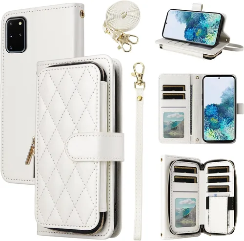 Miniatura 35 de Funda de Cartera para Samsung Galaxy S20 FE 5G de 6.5 Pulgadas con Correa para Muñeca, Billetera con Cremallera y más de 9 Ranuras para Tarjetas