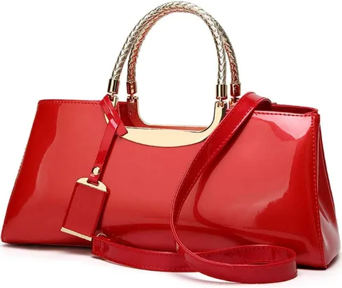 Miniatura 7 de XingChen Bolso brillante de las mujeres del bolso del bolso de la manija superior del cuero de la patente del bolso estructurado del bolso del bolso