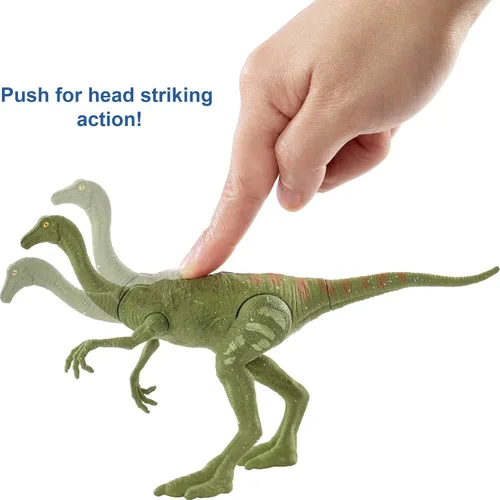Miniatura 2 de Mattel Jurassic World Camp - Figura de acción de dinosaurio de fuerza feroz del Cretácico, juguete de dinosaurio Gallimimus con articulaciones