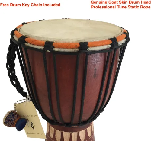 Miniatura 4 de JIVE Brand Djembe - Tambor de madera africana Bongo Congo de calidad profesional con base pesada/incluye llavero de tambor