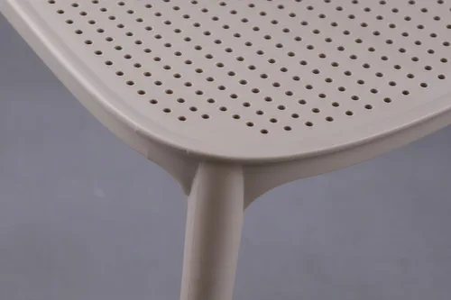 Miniatura 8 de CozyBlock - Silla de comedor apilable perforada de malla para interior y exterior, juego de 2 (Biege)