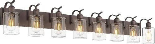 Miniatura 31 de Lámpara de tocador de baño de 3 luces, aplique de pared de níquel cepillado, lámpara de baño moderna con vidrio transparente, VL01BN-3 Níquel