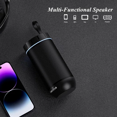 Miniatura 3 de comiso Altavoz Bluetooth, altavoz portátil impermeable IP65 con sonido estéreo HD de 360°, graves intensos, emparejamiento TWS, tiempo