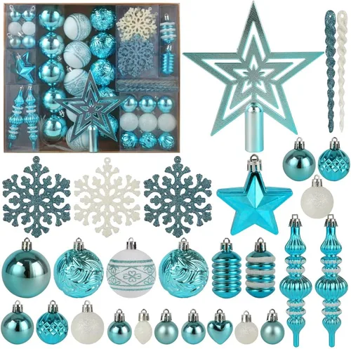 Miniatura 8 de Adornos para árbol de Navidad, paquete de 78 adornos para árbol de Navidad, bolas de Navidad rojas y verdes, doradas, inastillables, juego surtido