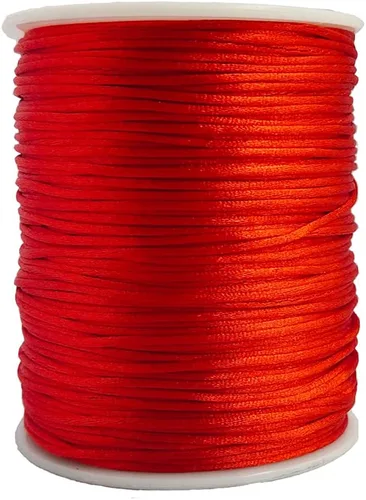 1.5 mm Cordón de satén de nailon para abalorios Hilo trenzado para pulseras de macramé Nudos chinos, collares, fabricación de joyas 109 yardas (Rojo)